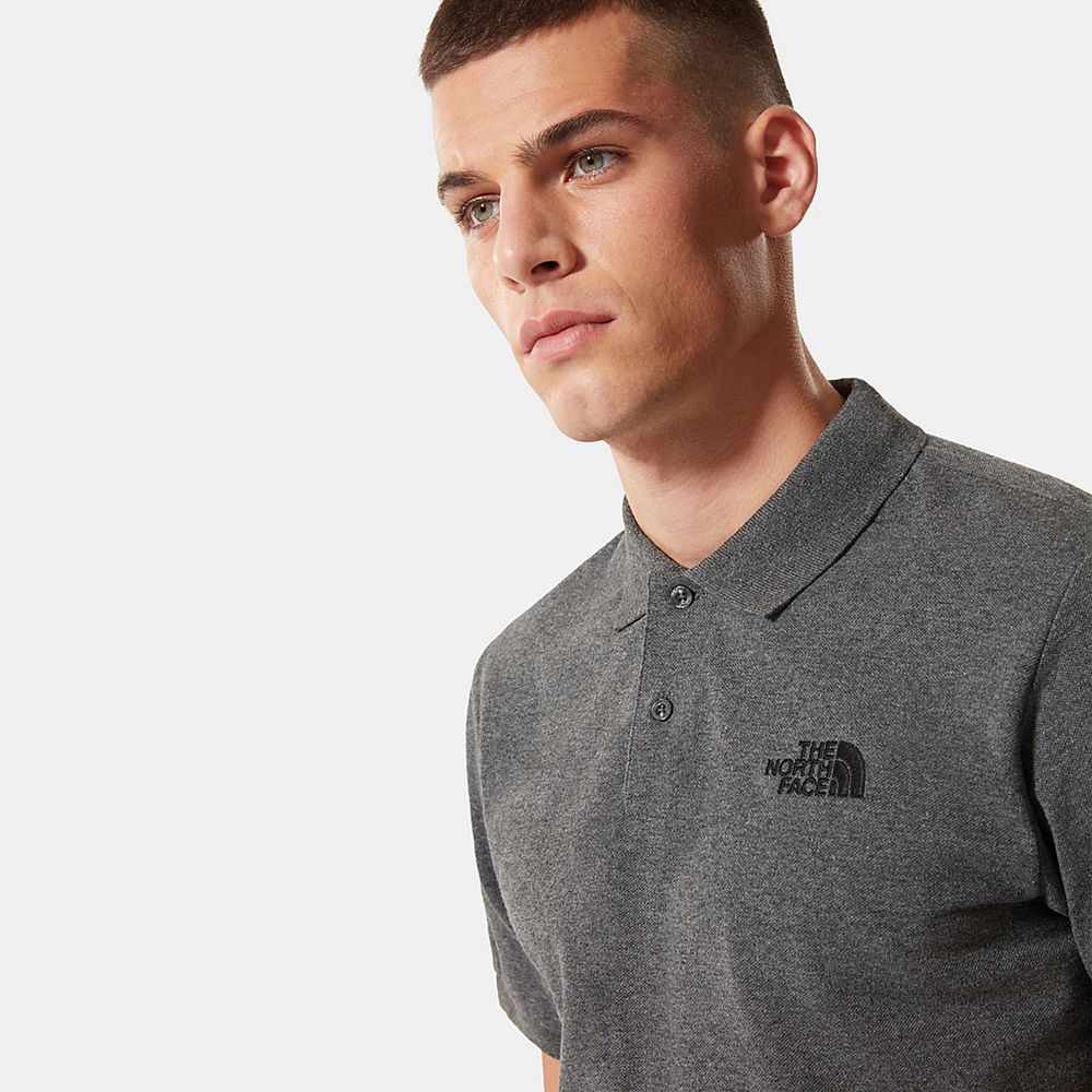 The North Face Polo Shirt Mens Australia - The North Face Piquet Grey / Black (BQU-108765)